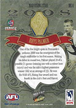 2009 Select AFL Pinnacle - Medals #MC4 Rhys Palmer Back